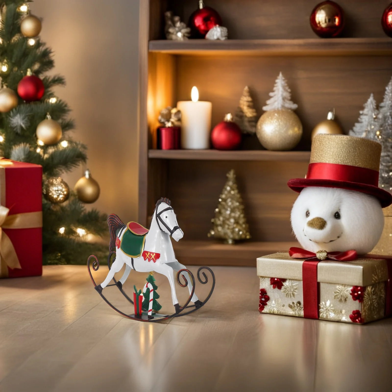 هزاز الحديد الحيوان عيد الميلاد الجدول الديكور خمر الحصان زخرفة المنزل مكتب سطح المكتب محور تمثال حصان معدني