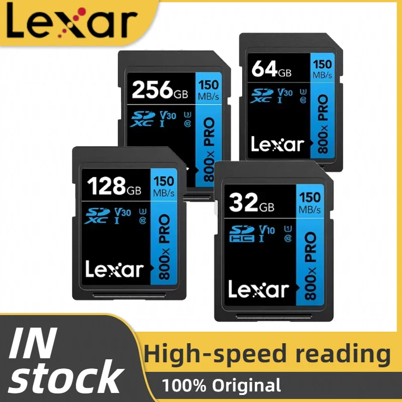 Lexar Memory Card SD Card 800X Pro 128GB 64GB 32GB 256GB  Classe 10 3D 4K V30 Video High Speed UHS-I 150MB/s Card for Camera