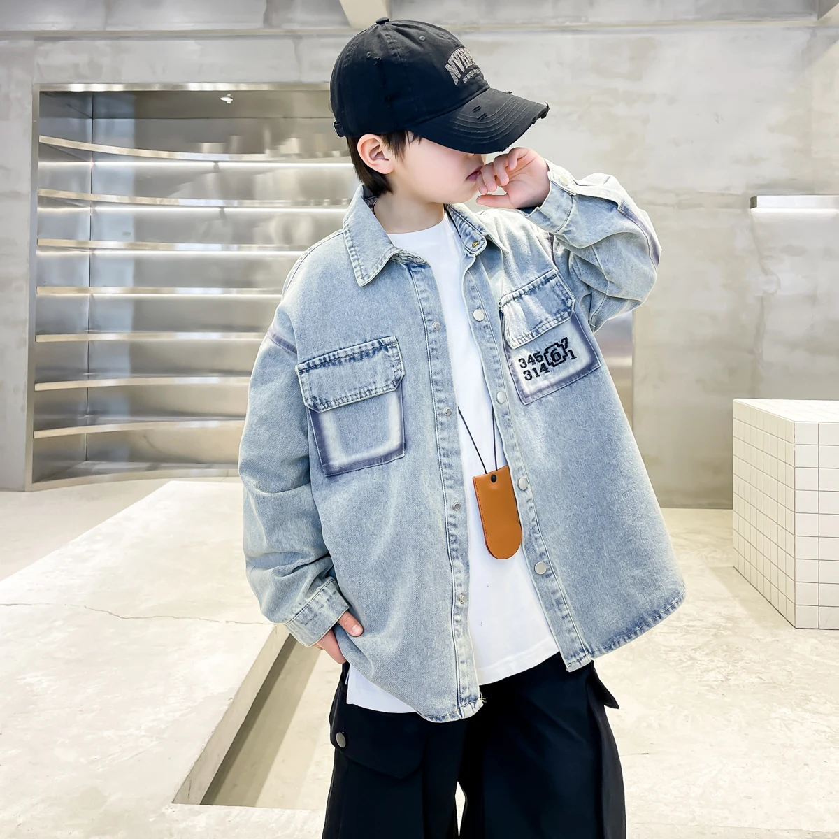 Thumbnail for New Spring Autumn Kids Boys Denim Jacket Clothes Children Wear Casual Clothing Loose Style Jeans Coat 5 6 7 8 9 10 11 12 13 14 Y
