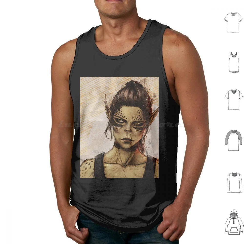 Lae'Zel Pencil Drawing Tank Tops Vest Sleeveless Laezel Baldurs Gate 3 Baldurs Gate Baldurs Gate Iii Bg3 Githyanki Dnd Bg3