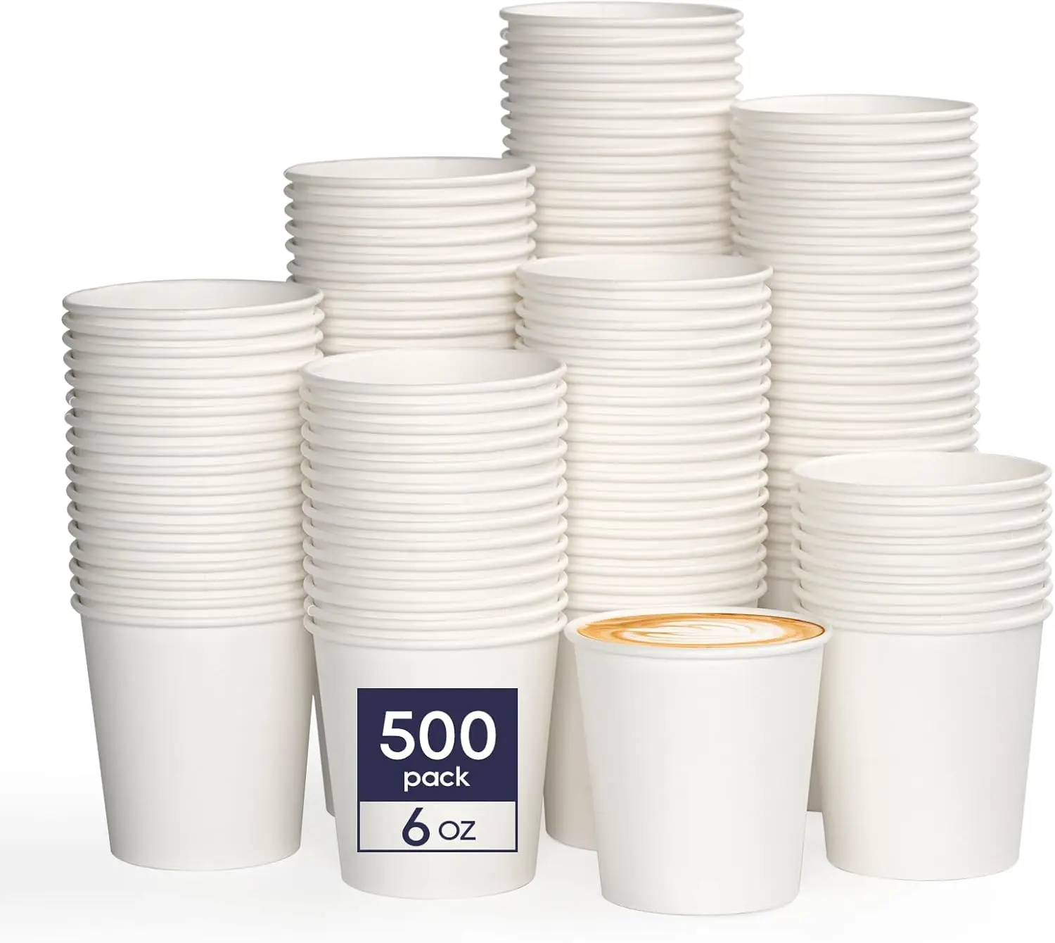 500 Count 6 oz Paper Cups, Small Disposable Coffee Cups, Paper Espresso Cups, Hot Drinking Cups for Party, Picnic, Trave