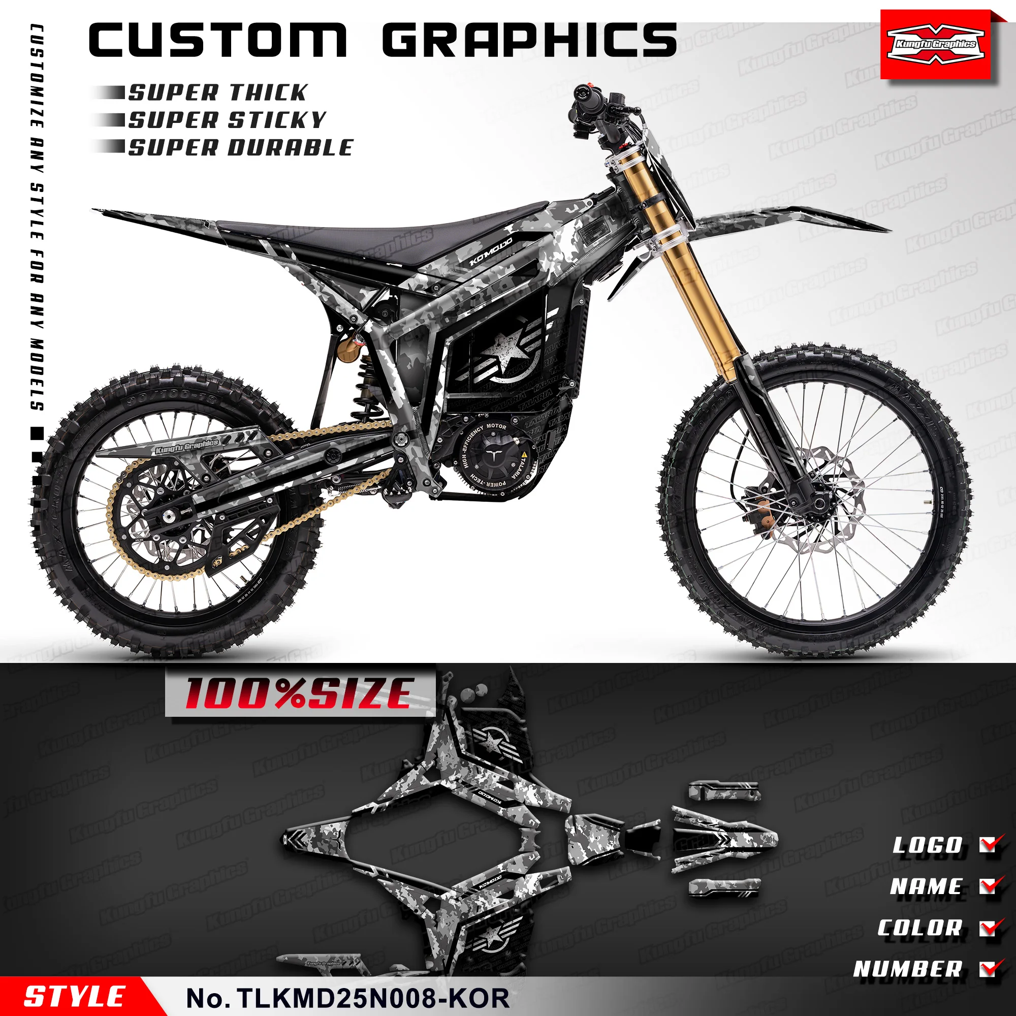 

KUNGFU GRAPHICS Multicamo Sticker Kit Adhesive Decals for TALARIA KOMODO Grey Camouflage, Decorative, TLKMD25N008-KOR