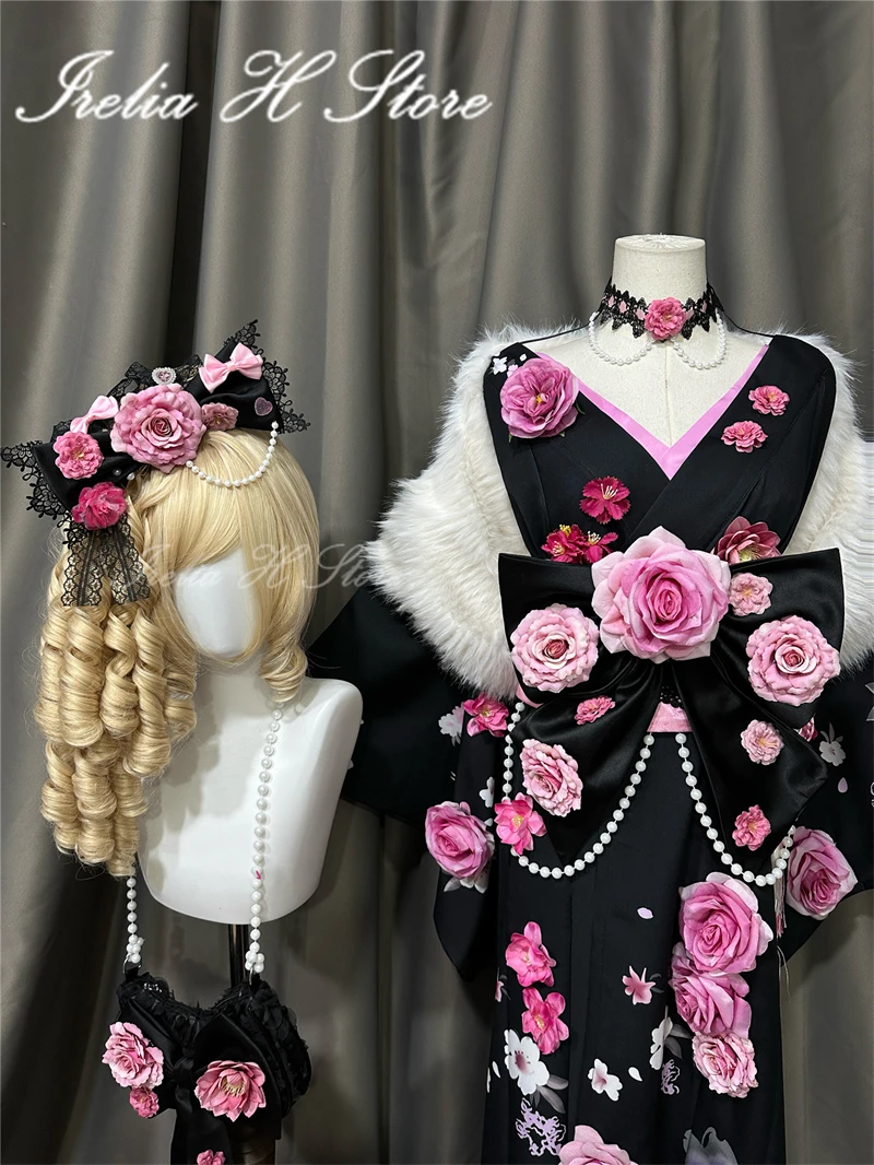

Irelia H Store Game P5 Takamaki An Cosplay Costume Women Kimono dress fan Wig shoes bag Halloween Carnival Party Dress fan art