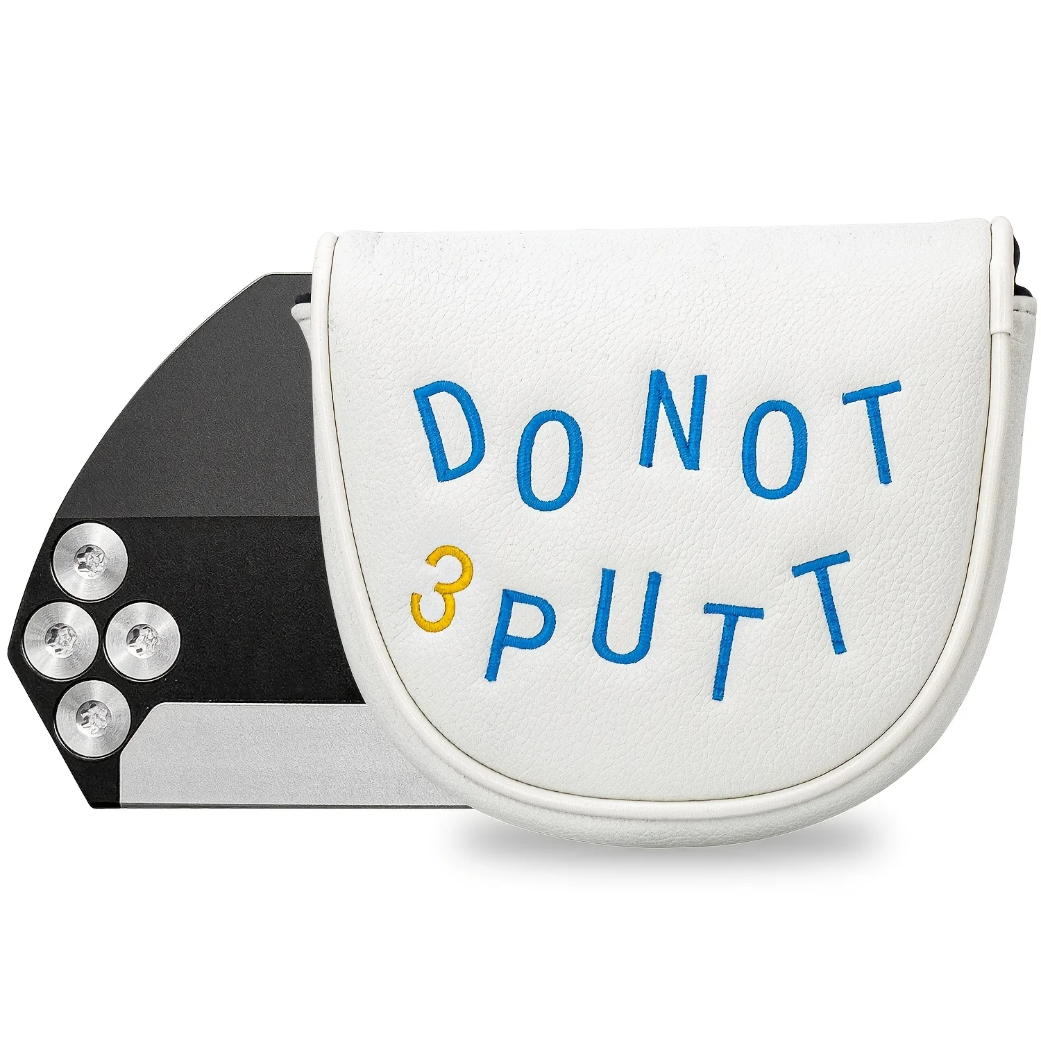 1pc PU Golf Blade Putter Cover with High-End Embroidery Suitable for Most Major Brands,Semi-Circular Blade Head,