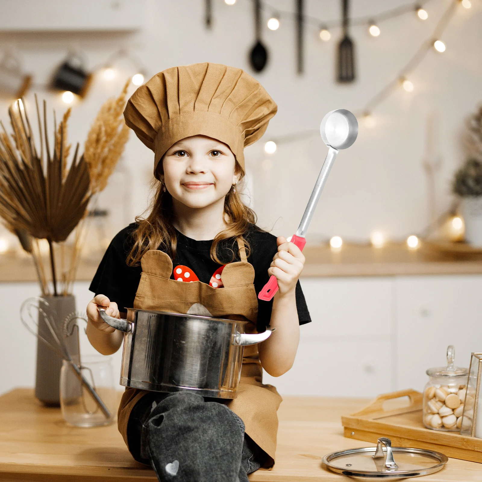 

Pizza Sauce Portion Control Ladle Stainless Steel Flat Spoon Smooth Bottom Easy Use Hanging Handle Kitchen Sauce Scoop