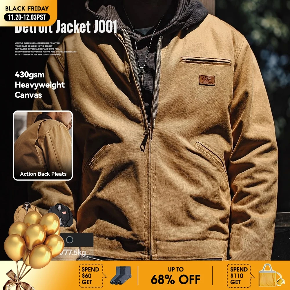 

Maden Retro Interstellar Same Style J001 Куртка Холст Детройт Охотничья куртка Тяжелая карманная рабочая куртка с воротником с лацканами