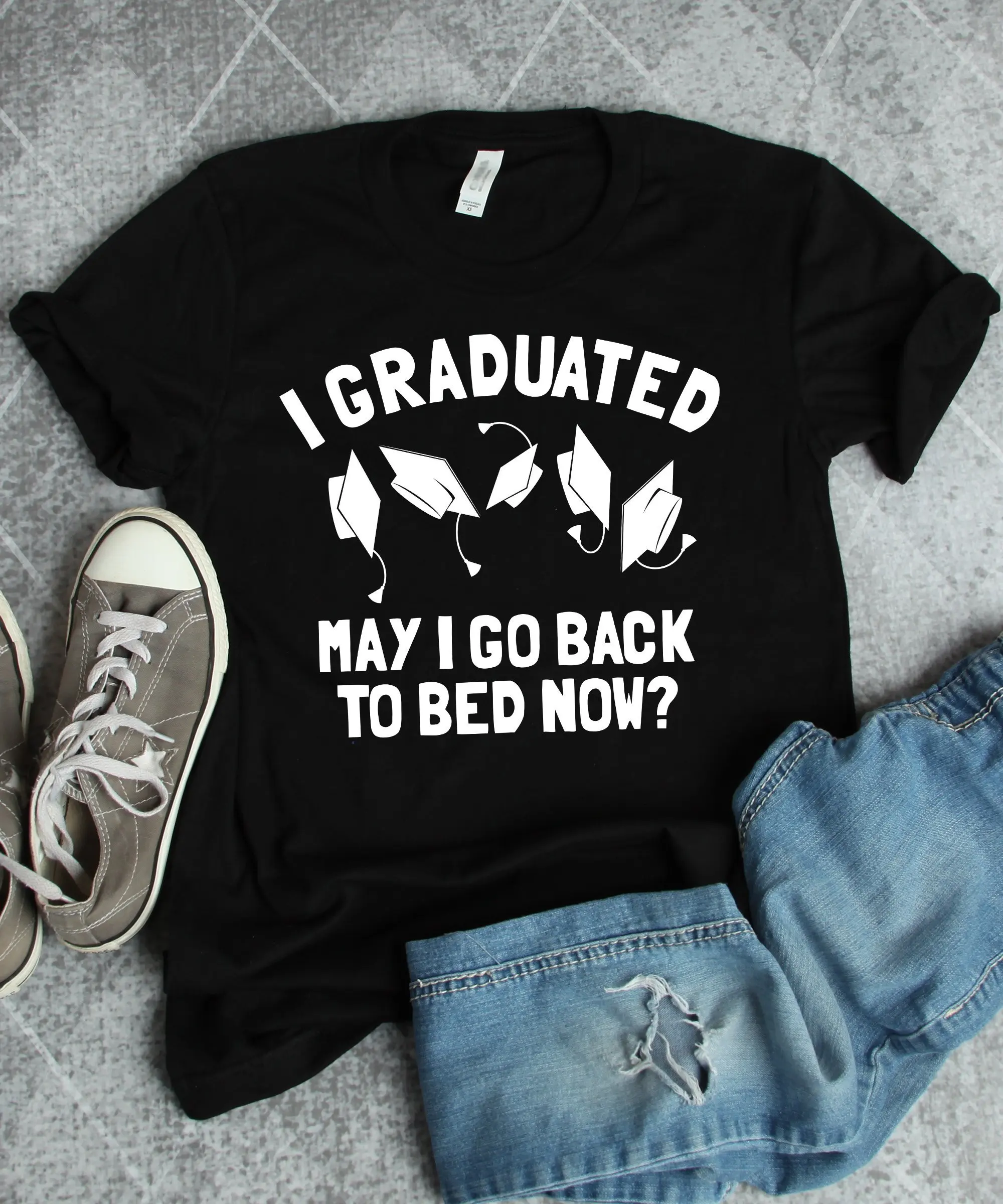 Graduation s T Shirt Graduated May I Go Back To Bed Funny College High School Party Grad