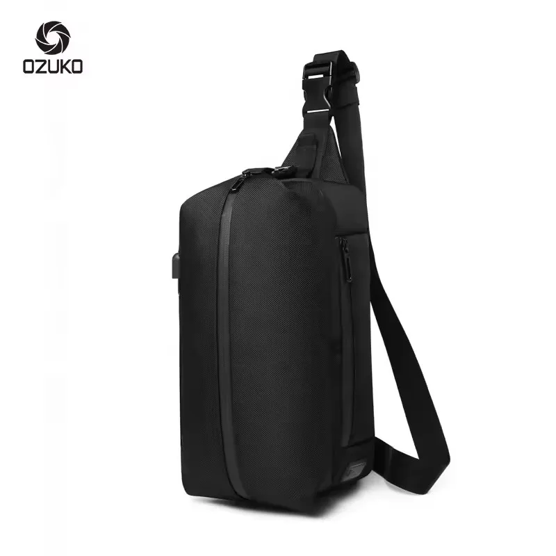 OZUKO-Sac à bandoulière de poitrine pour hommes, sac de sport extérieur étanche, sac initié, mode USB multifonction, 03, Commute, nouveau