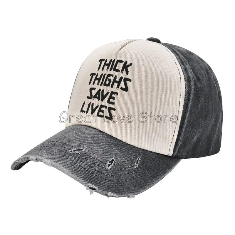

Unisex Thick Thighs Save Lives Baseball Cap Funny Vintage Washed Cotton Hat Summer Retro Casual Sun Visors Hats Snapback Caps