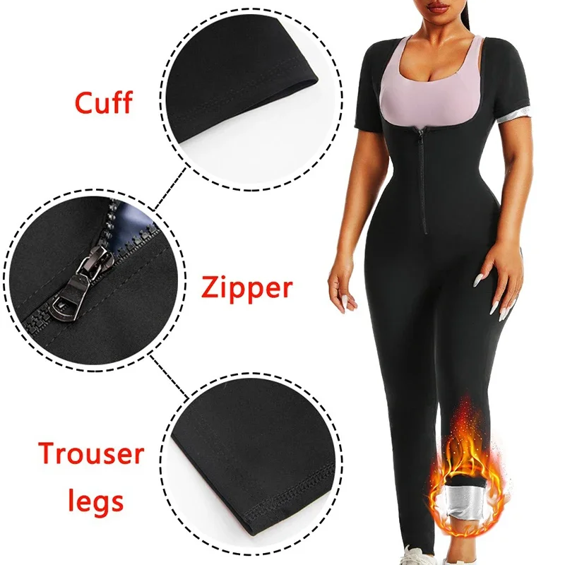 MrifDila Open Bust Zipper Sauna Suits Women\'s Sweating Bodysuits Waist Trainer Slimming Jumpsuits Hot Thermo Full Body Shaper