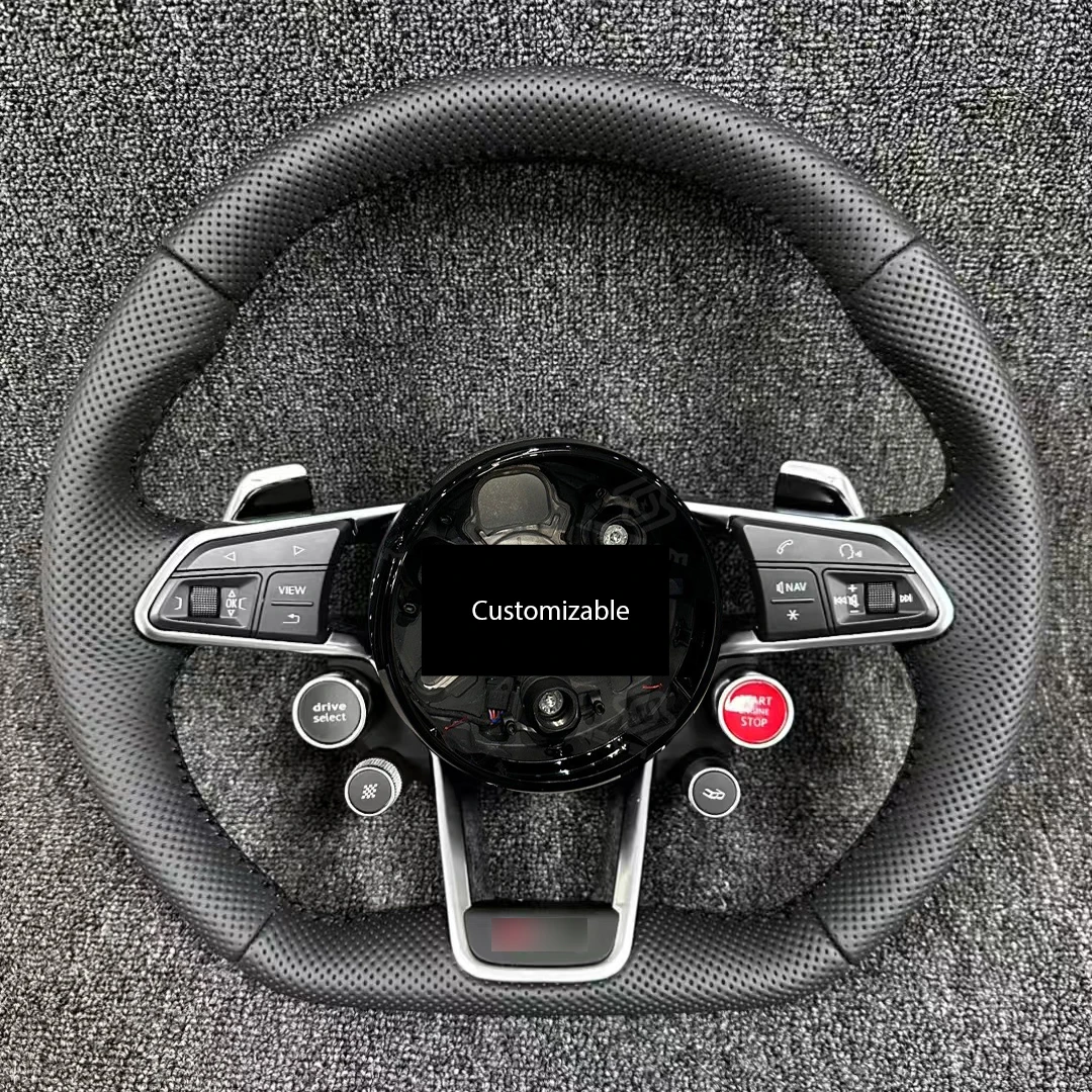 عجلة قيادة جلدية كاملة مناسبة للتعديل الداخلي لموديلات A4 B9 A3 S3 RS3 RS4 S4 RS5 S5 2017-2019 #2