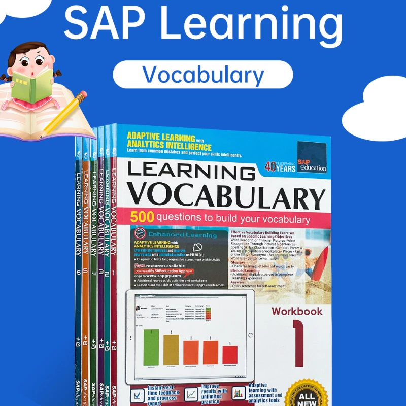 6 Books/Set of Singapore's Vocabulary of SAP Learning Vocabulary 1-6st Grade English Books For 8-12 Years Homework Educational