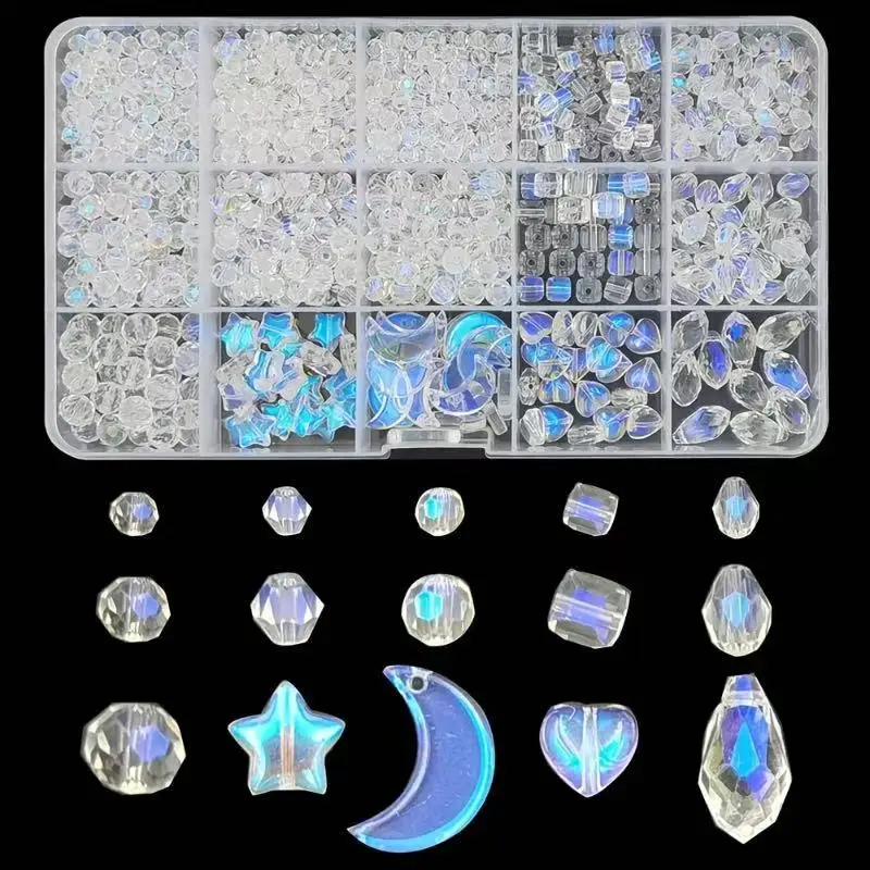 1000 Pieces Crystal Glass Beads Import AB Beads&Bead Assortments finished size Bulk Faceted Beads for Jewelry for Christmas Gift
