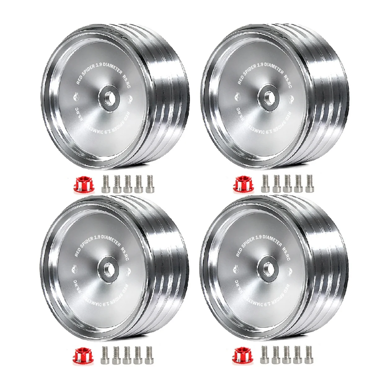 

Trending 4Pcs/Set 1.9 Inch Metal Retro Mirror Wheel Hub for SCX10 TRX-4 RC Car Modification Accessories Universal Silver A