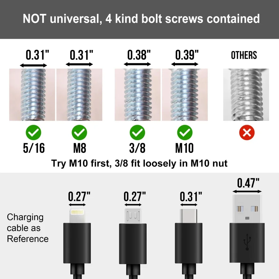 

Сменные ножки для регулируемого каркаса кровати, 4 типа резьбы в комплекте, 12-дюймовые ножки 3-в-1, набор из 4 штук.