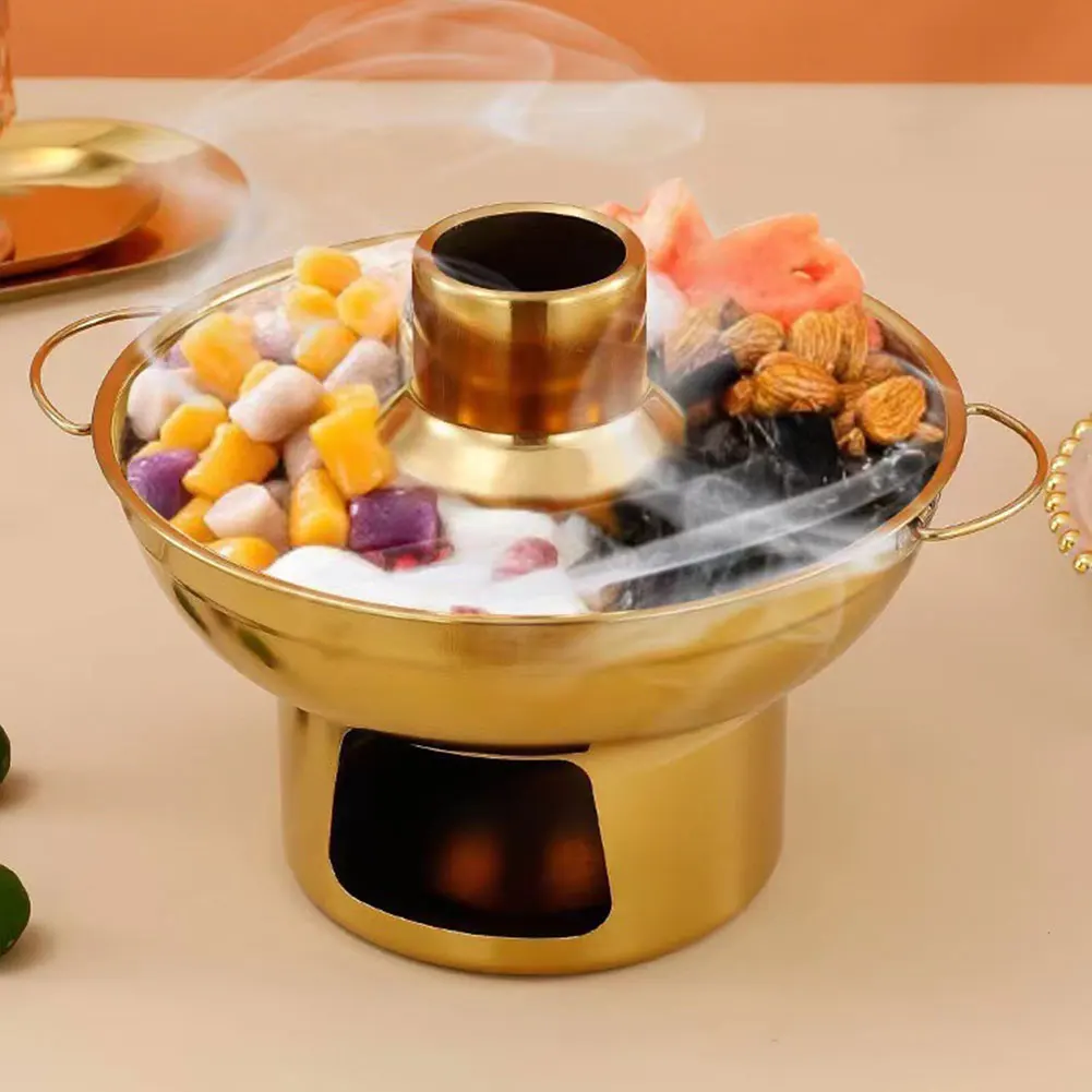 Stainless Steel Hot Pot,Vintage Chinese Fire Pot,Tabletop Charcoals Cooking Pot,Portable Fast Heating Charcoal Hot Pot For Shabu
