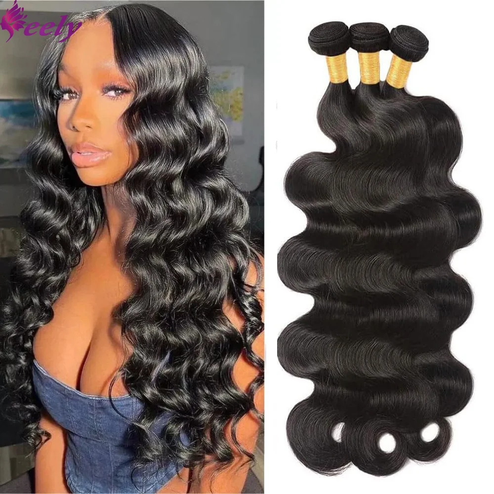 Braziliaans haar 100% echt menselijk haarbundels Deal Body Wave Natuurlijk zwart water Golvend geweven extensions 20 22 24 inch voor vrouwen