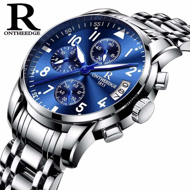 Ruizhiyuan stainless steel shell steel belt multi-functional steel watch men's genuine quartz 6-pin wholesale business