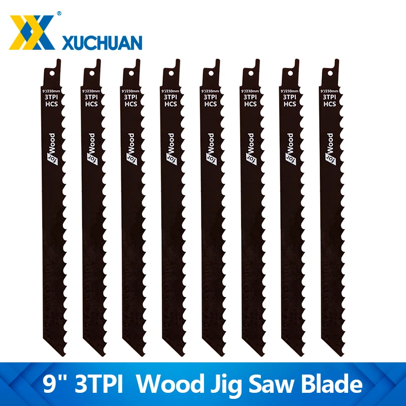 

XUCHUAN Jig Saw Blade 9" 230mm 3TPI Wood Pruning Reciprocating Saw Blade Sharp Ground Teeth For Wood Fast Cutting Tool