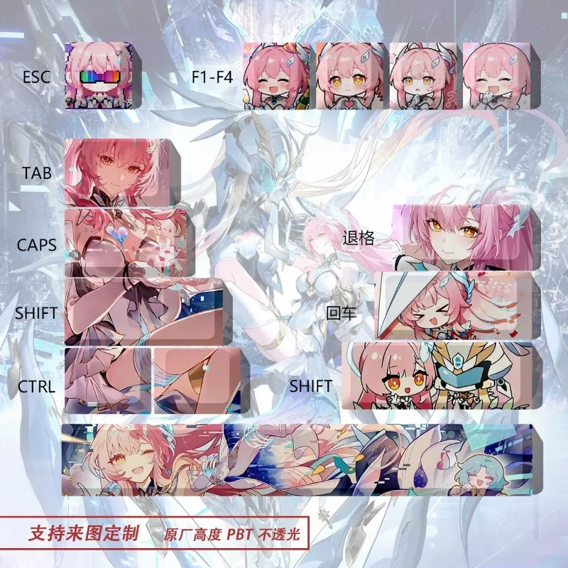 NEW Ames Theme Anime Keycap Mechanical Keyboard PBT Customized Cute Keycap PC Game Keyboard Accessories Cartoon Gift Collection