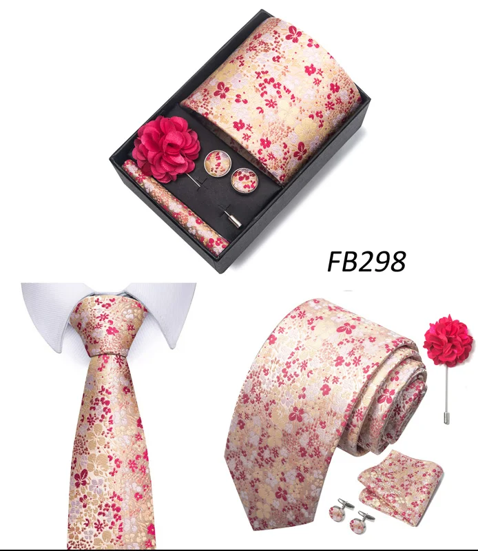Neue Designer Blau Rot Grün Paisley Krawatten Für Männer Hochzeit Party Krawatte Luxus Krawatte Einstecktuch Cufllink Brosche Set – Detail 39