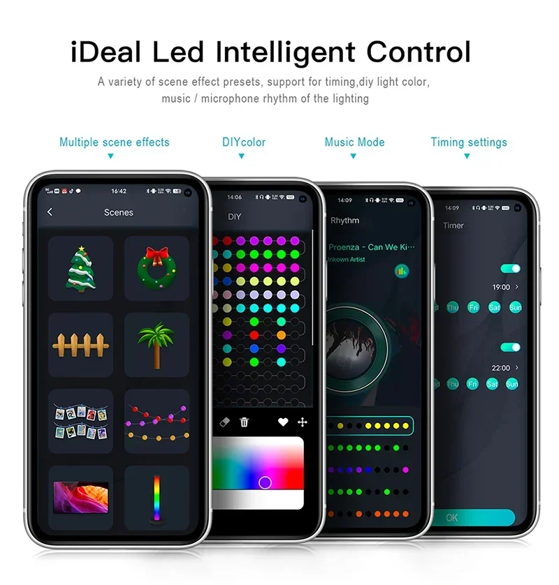 Smart LED String Lights APP Control 2-30M RGBIC Dreamcolor Fairy Light Festoon for Christmas Party Room Curtain Decor Garland