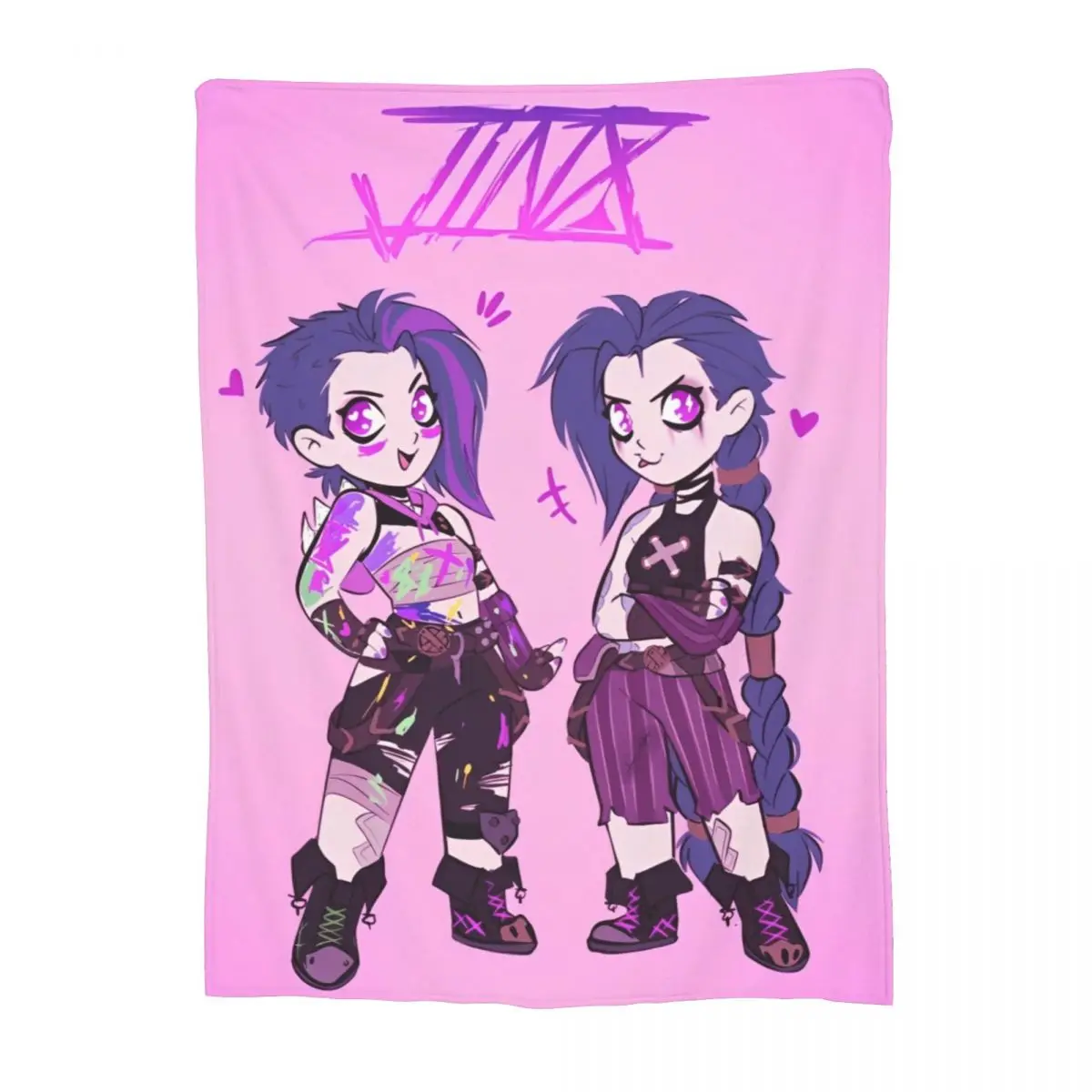 Cute Cartoon Jinx Arcane Kawaii Jinx Baobao Coral Fleece Plush Throw Blanket  Blanket for Home Travel Super Soft Bedroom Quilt