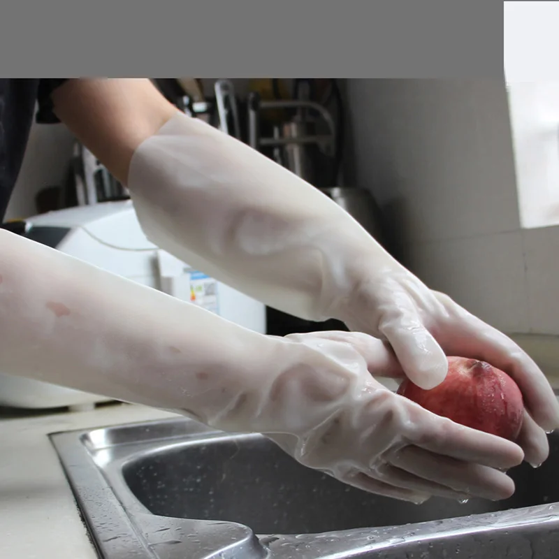 Acid and Alkali Resistant Kitchen Clean Tools Waterproof Dishwashing Durable Rubber Nitrile Gloves No Deformation