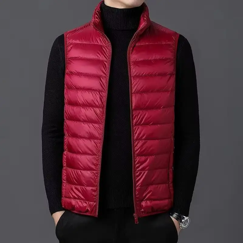 

Autumn Men's Casual Vest Lightweight Sleeveless Jacket Full Zipper Outerwear Vest Outdoor Cotton Vest with Pockets