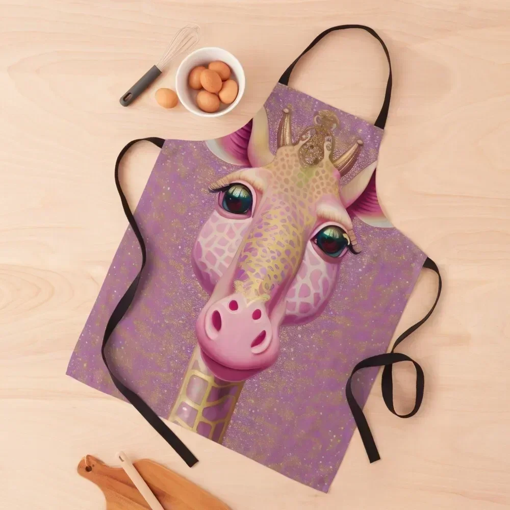 

Pink Giraffe Apron Custom Kids Kitchen Chef For Man Apron