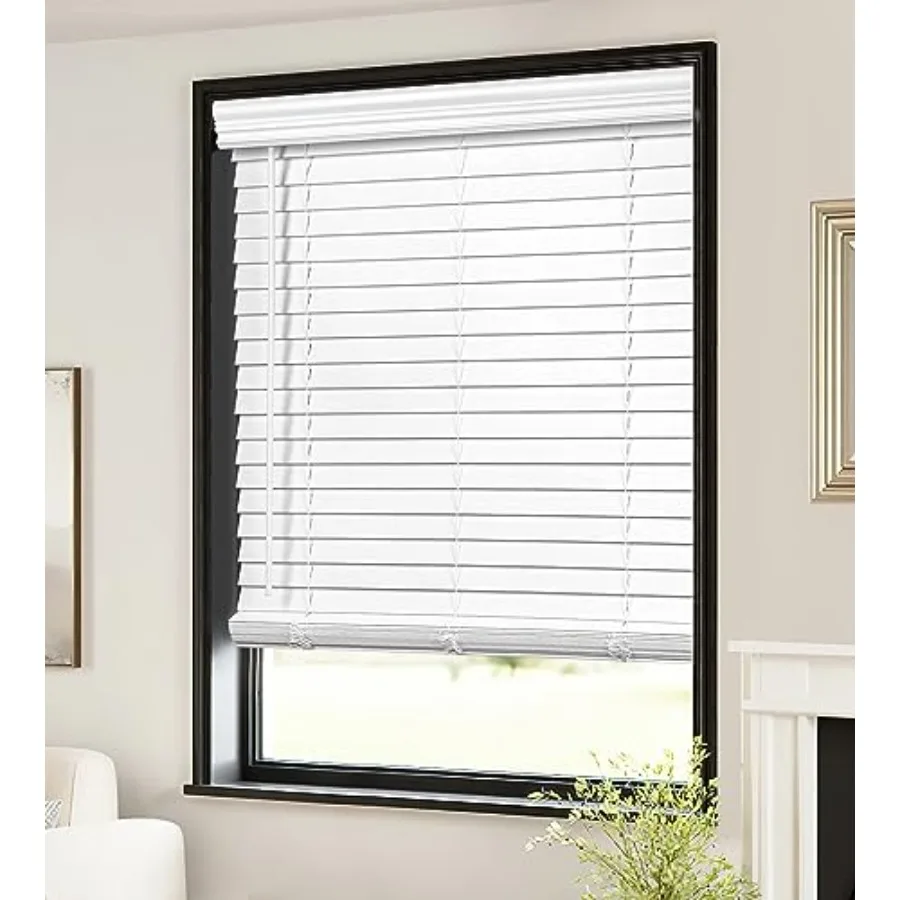 

2-inch Cordless Faux Wood Blinds with Royal Valance, Room Darkening Horizontal Window Blinds, Inside Mount Blinds for Windows -
