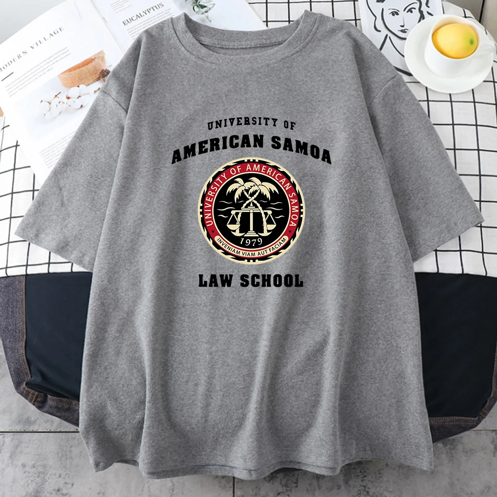 University Of American Samoa Law School Prints Men Cotton Tee Clothing Summer Breathable Casual T-Shirts Short Sleeve Male Tops