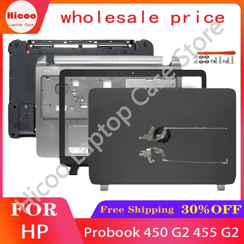 

NEW Laptop LCD Back Cover For HP Probook 450 G2 455 G2 Front Bezel Hinges Palmrest Bottom Case A B 768123-001 AP15A000100 Black