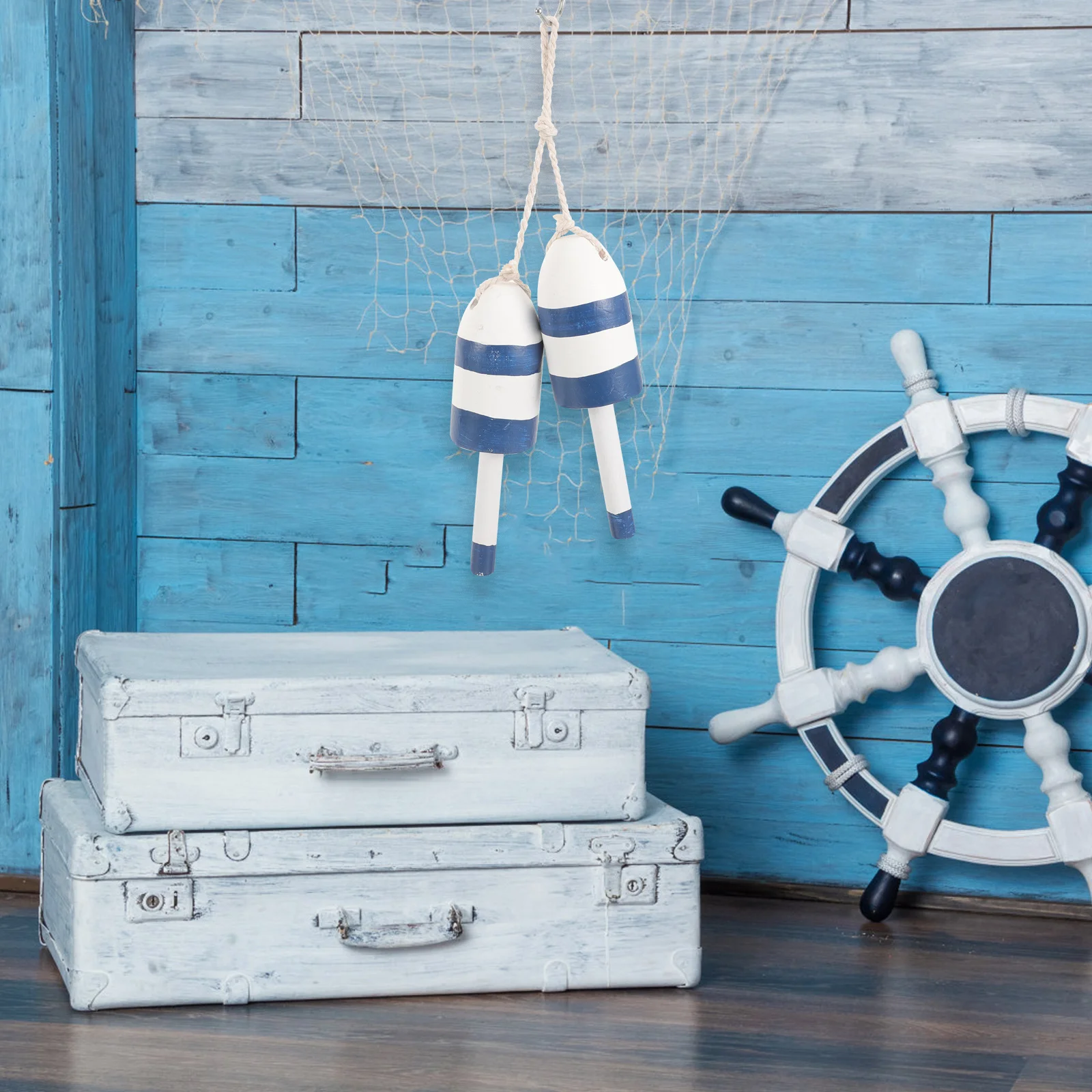 

Blue Float Wall Hanging Decor Mediterranean Wooden Nautical Vintage Wall Art For Living Room Bedroom Dorm Decor