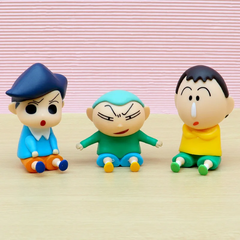 6 unids/set Anime Crayon Shin-chan versión Q postura sentada figura de acción juguetes en miniatura de PVC muñeca pastel ornamento colección regalos