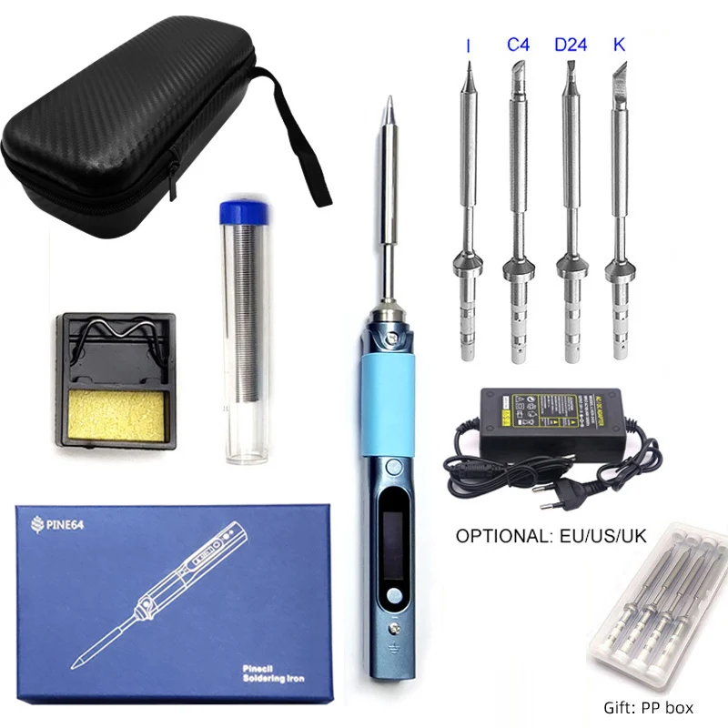 Pine64 Smart Mini Pinecil Soldeerbout Met B2 BC2 KU C1 ILS I C4 D24 K Tips Met DC voeding Opbergtas