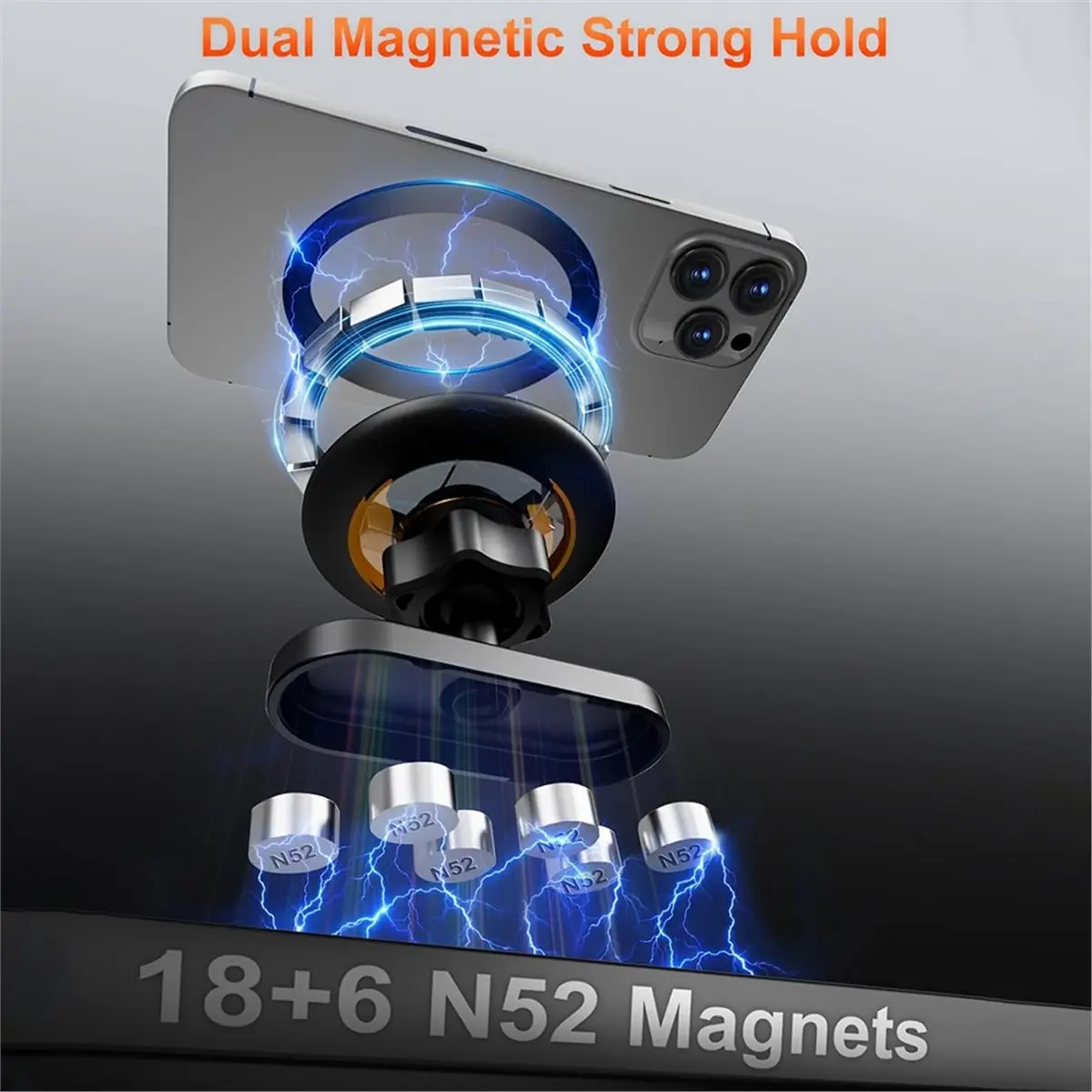 Happy New-  Gym Magnetic Phone Holder, Attaches to Metal Surfaces, 360° Rotating Double Magnet Mount for Fitness Workout Recordi
