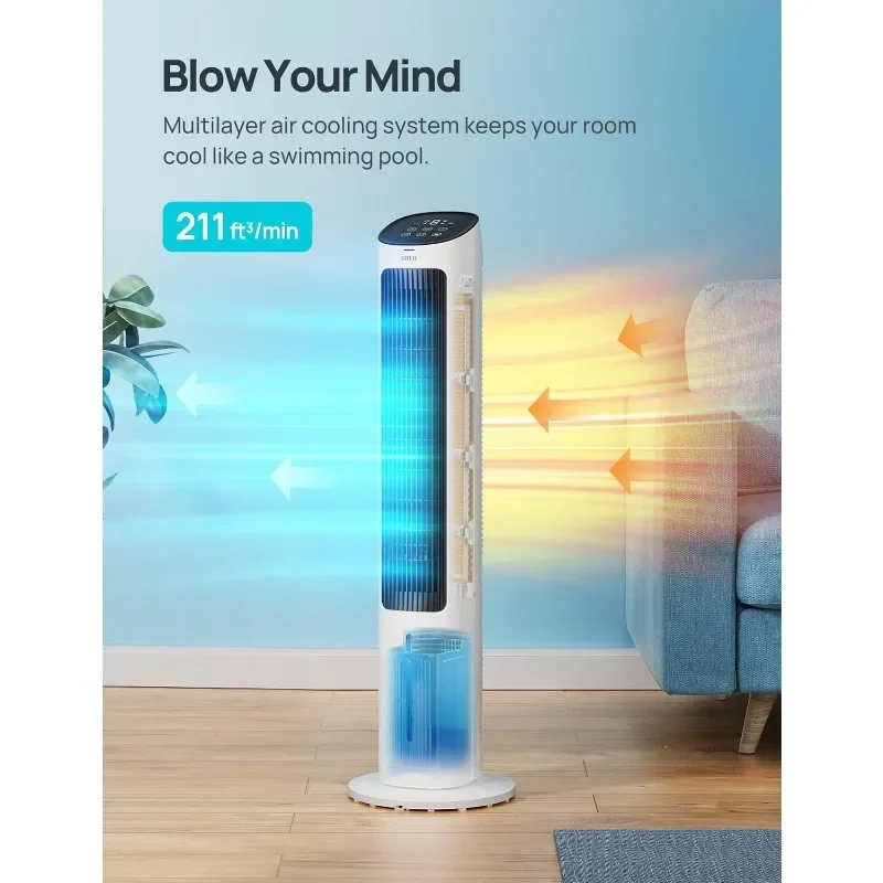 Ventiladores de refrigeración Dreo que soplan aire frío, enfriador de aire evaporativo de 40", ventilador de torre mejorado 2023 para dormitorio con 80 °   Oscilante