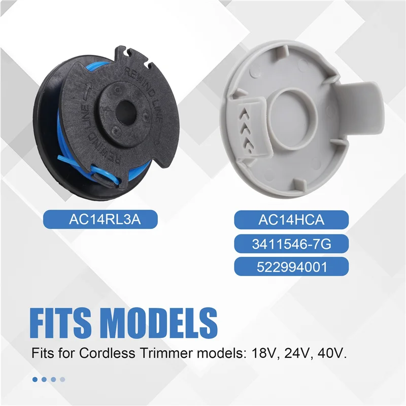 قطع غيار بكرة تهذيب أوتار من autofللشحن لـ Ryobi One + AC14RL3A قادين بدون أسلاك 18 فولت 24 فولت 40 فولت (20 بكرة + 2 غطاء)