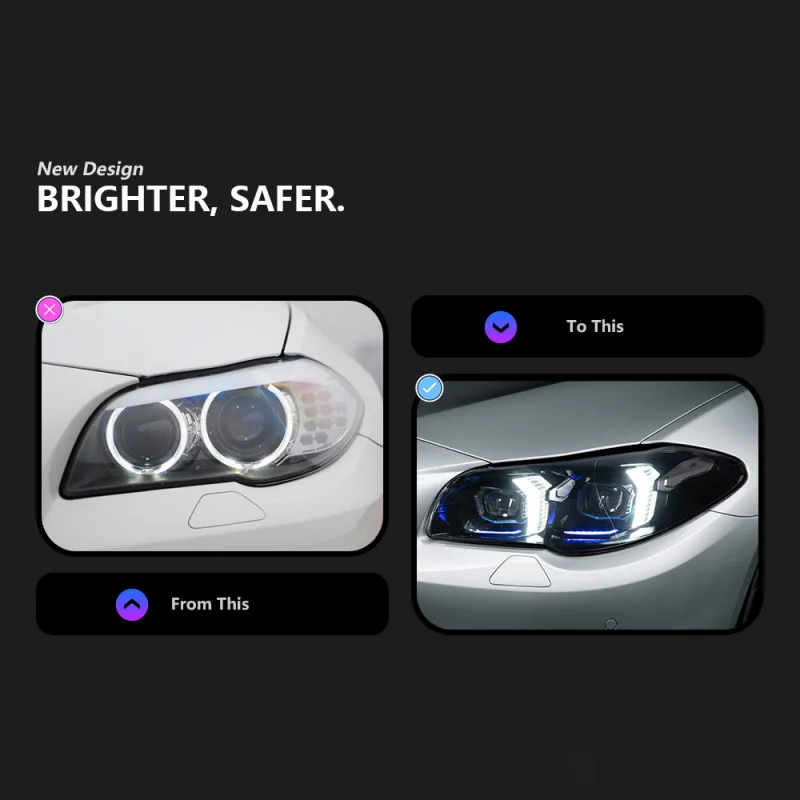 Suitable for 11-17 BMW 5 Series F10 F18 Headlight Assembly Modified Fangs Laser Lens LED Daytime Running Lights