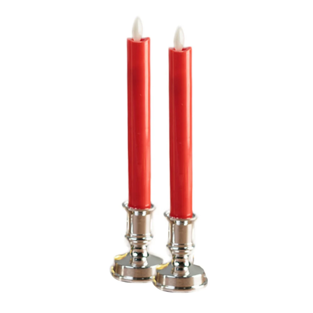

Electric Led Long Rod Lamp Swing Simulation Flameless Light Silver Base Red Rod Reusable Energy Saving For