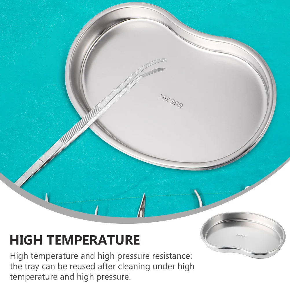 

2pcs Stainless Steel Curved Tray Medical Procedure Tray Durable High Temperature Resistant For Beauty Salon