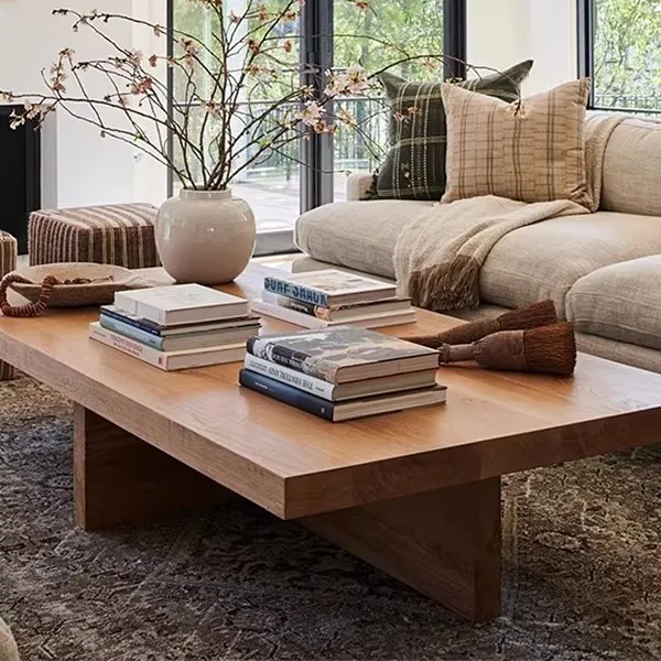 

Full solid wood coffee table household living room tea table rectangular log tea table