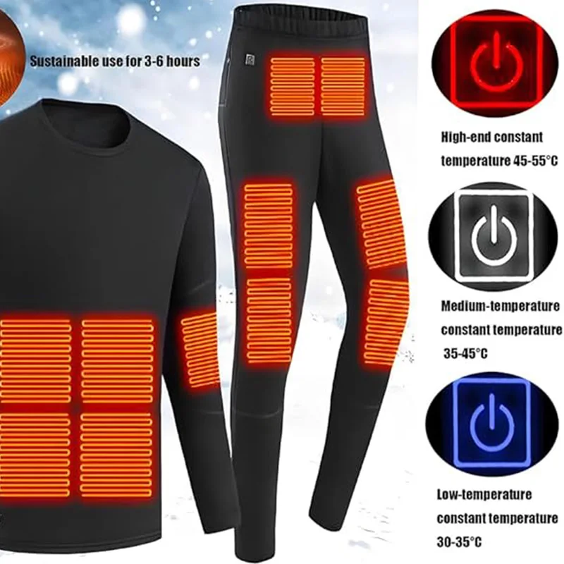 Winter Men Women Heated thermal Underwear Suit Set USB Charge 28 Zones intelligent Heating Thermals Top and Bottom 2 Pieces sets