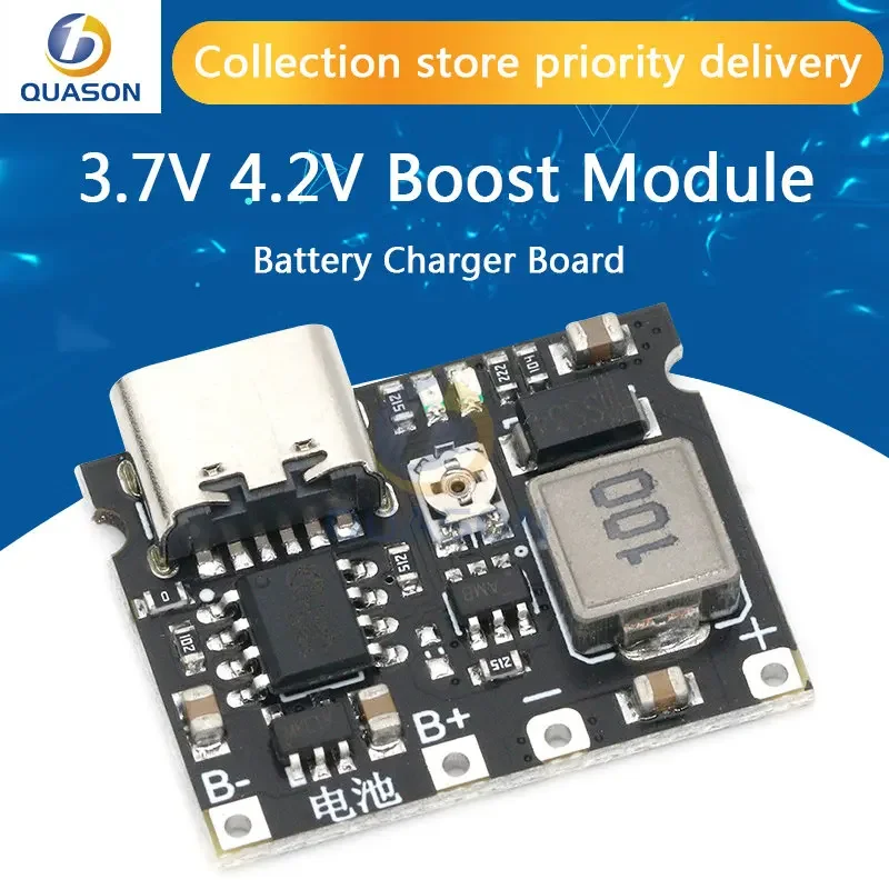 Type-C USB 3.7V 4.2V 1A 5W Lithium Li-ion 18650 Battery Charger Board DC-DC Step Up Boost Module TP4056 DIY Kit Parts