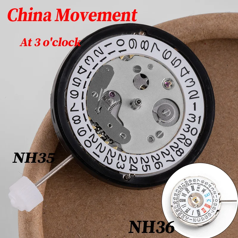 

China NH35 Movement Can Replace Japa for NH36 Movement At 3 o'clock White Double Date High Accuracy Automatic Mechanical NH36/35