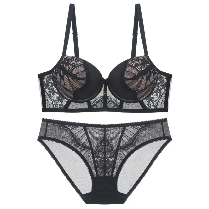 

Cross-Border2022New Sexy Lace Bra Anti-Sagging Push-Up Bra Small Chest Enhancing Bra Set for Women