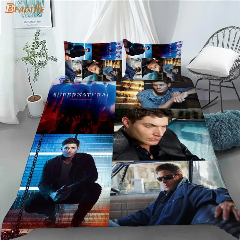 Hot Sale Supernatural TV 1 Duvet Cover 2 Pillowcases Polyester Fabric Bedding Set Family Boy Kid Set Duvet Cover Set