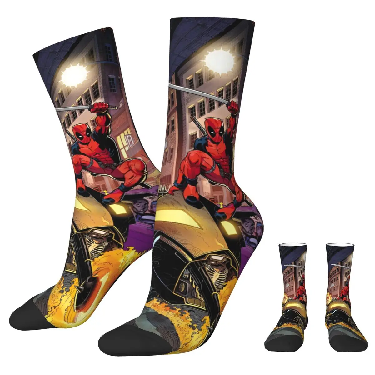 Deadpool & Wolverine Fighting Socks Men Women Casual Cartoon Anime Socks Hip Hop Spring Summer Autumn Winter Socks Gift