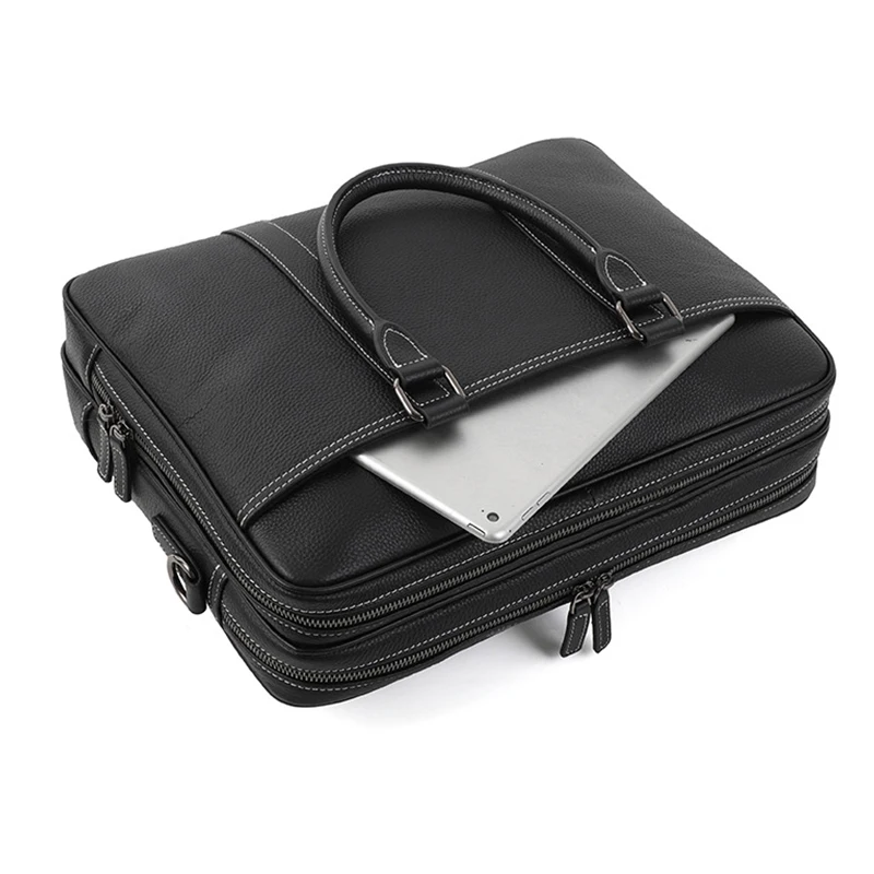 Valigetta in pelle di mucca TURE modello Lichee borsa in vera pelle da uomo borsa a tracolla da uomo con doppia cerniera borsa a tracolla formale da lavoro